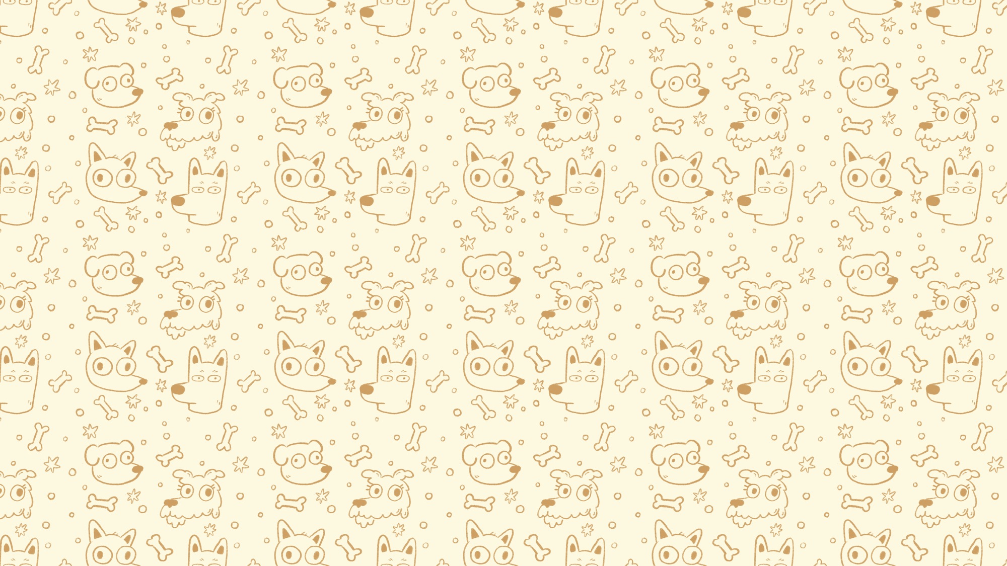 Bow Wow pattern of doodled dogs and bones