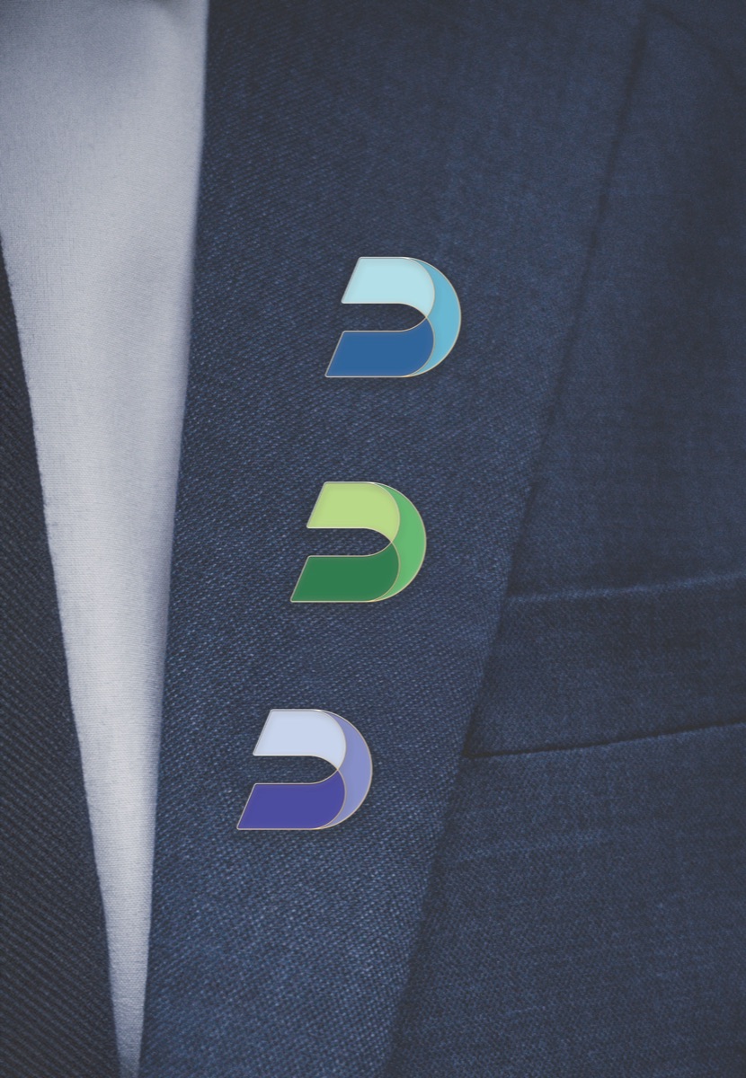 Dunham pins on a suit lapel