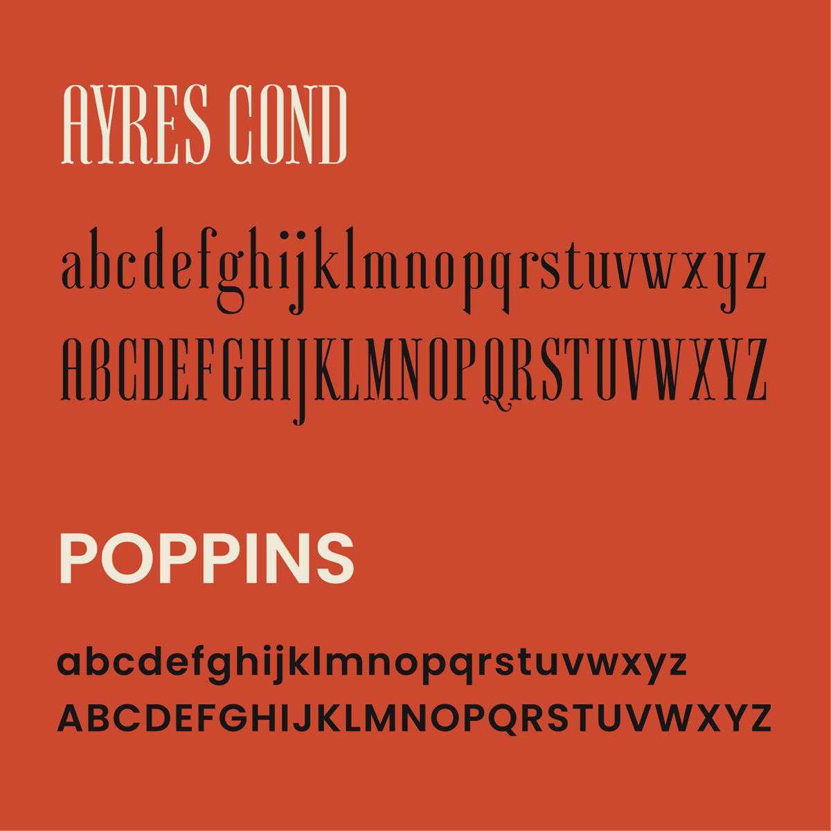 KAWmedy typefaces: Ayres Condensed and Poppins