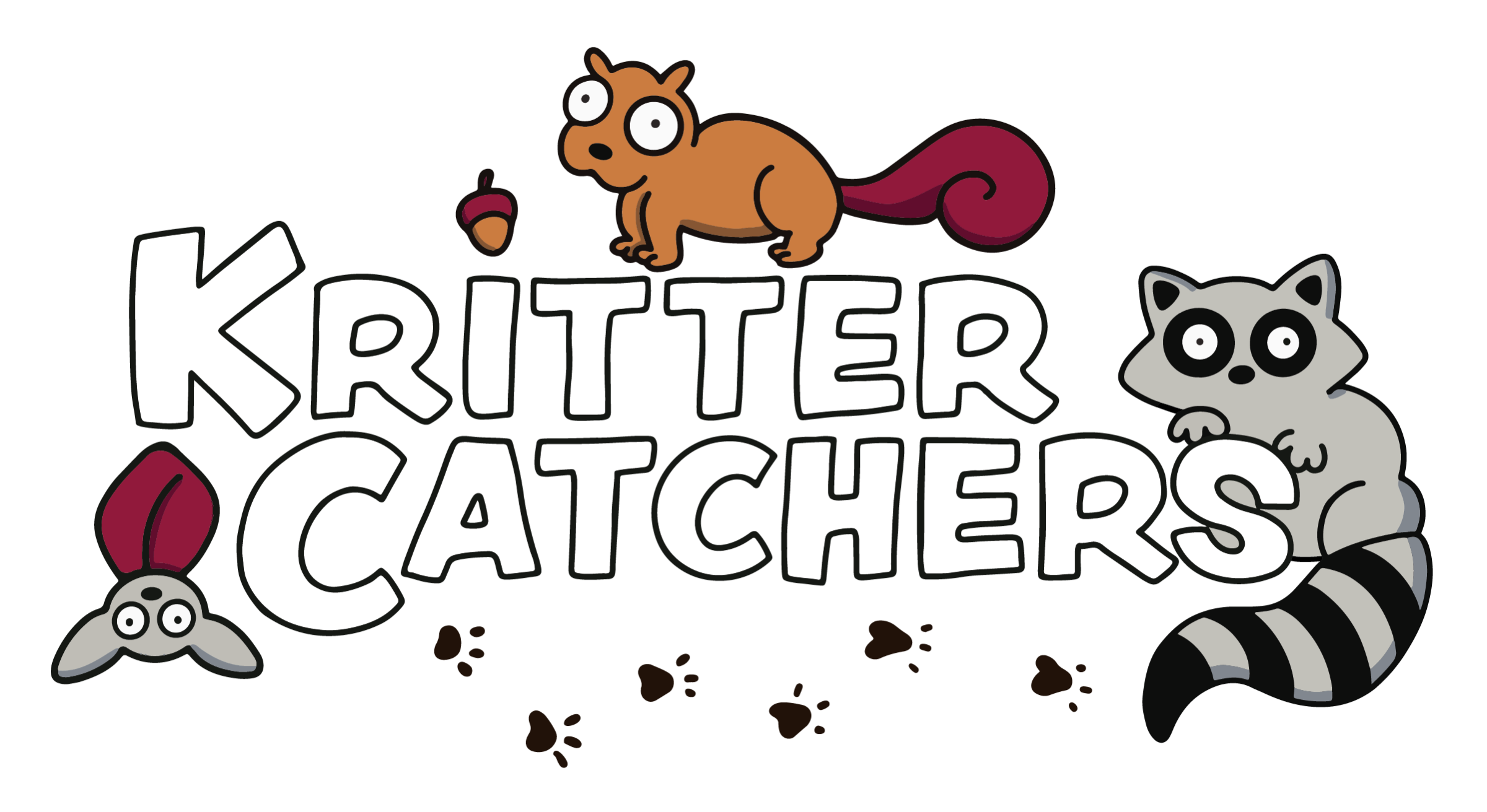 Kritter Catchers logo with a squirrel, bat and raccoon